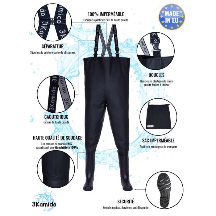 Cuissardes / waders de pêche CAPTURE taille 42 PVC kaki noir - Sport & Plein air Cuissardes / waders de pêche CAPTURE taille 42 PVC kaki noir - Sport & Plein air