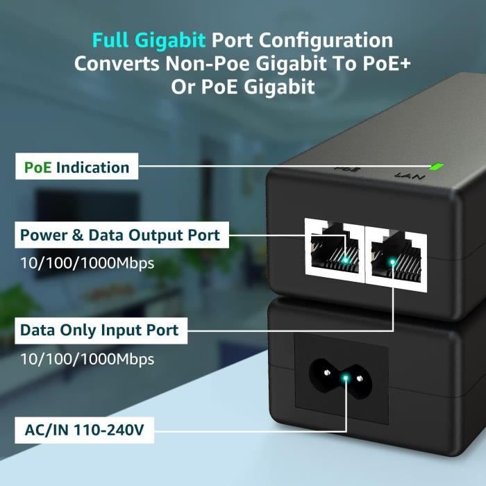 Gigabit Injecteur PoE, 802.3af - DIGITUS