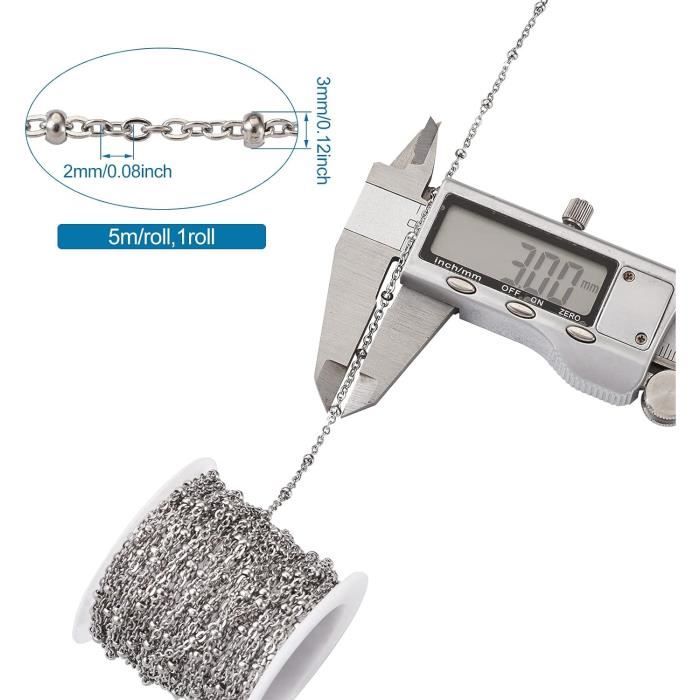 Chaîne de perles en acier inoxydable 2,4 mm PP Opount - 1 rouleau de