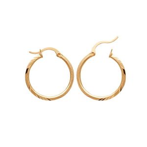 Boucles D'oreilles Créoles Demi-pleines, Plaqué Or Jaune, 20 Mm, Neuves