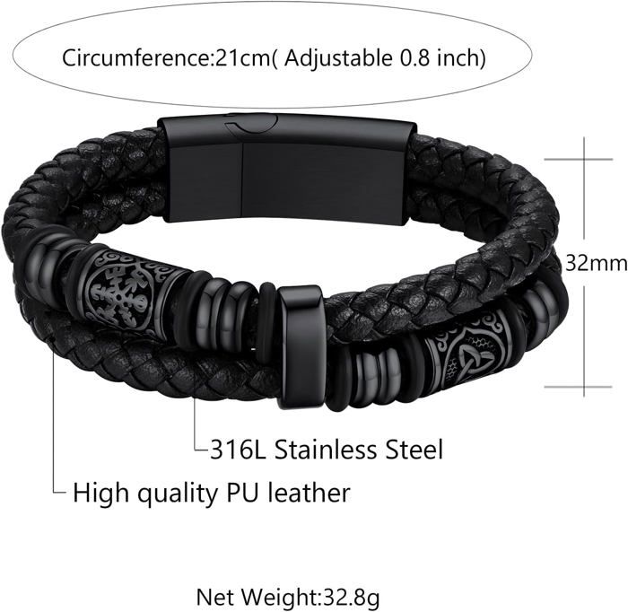 ChainsHouse Collier Cordon Cuir Chaine Homme pour Pendentif Noir