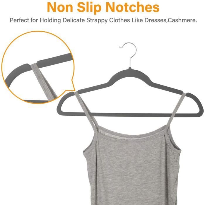 Lot De 50 Cintres En Velours Anti-dérapant - Avec Tringle Pour Cravate Et Pantalon, Design Fin Et Robuste, Noir