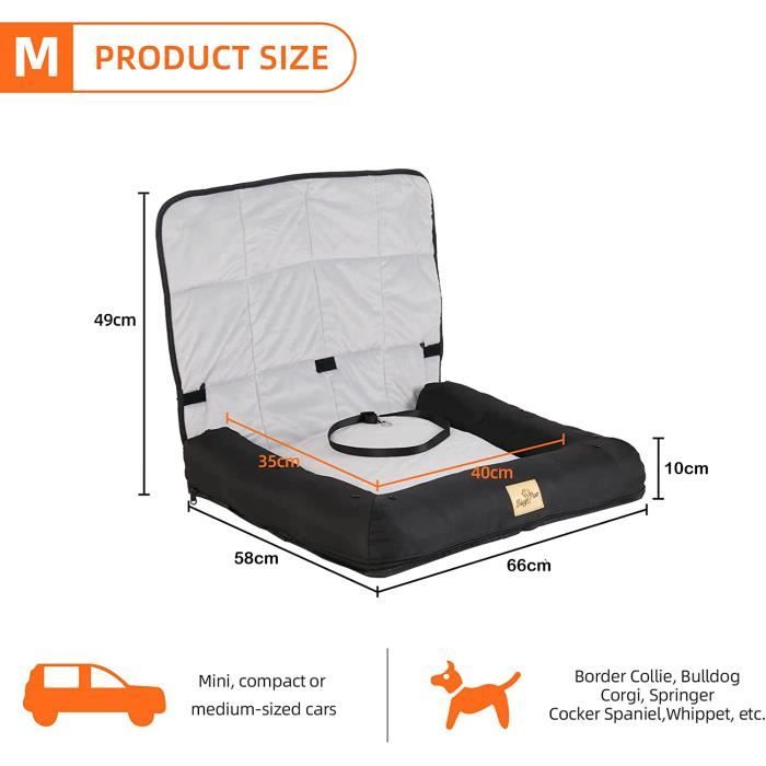 Siège Auto Pour Chien Ezvsevuo - 54x52x35cm, Tissu Oxford, Coussin Détachable, Laisse De Sécurité, Noir