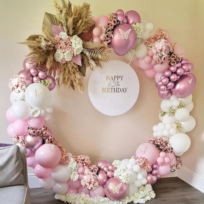 Ballons rose blanc, ballons de 12 pouces ballons à l'hélium roses et blancs  ballons de fête blancs roses avec des rubans pour les décorations de fête  de princesse d'anniversaire de : 