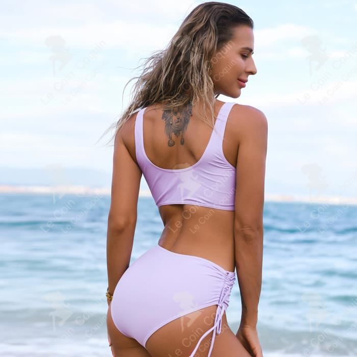 Short De Bain Femme Taille Haute - Maillot Séchage Rapide - Polyester - Pour Piscine, Plage, Sport