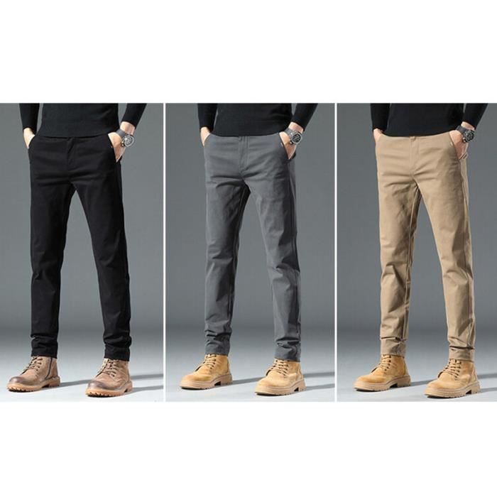 Pantalon Chino Homme Slim Fit Pantalon Stretch Business Couleur Unie Tissu  Confortable Kaki - Cdiscount Prêt-à-Porter