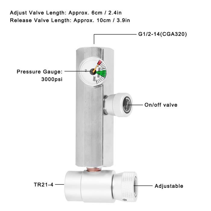 Adaptateur Recharge CO2 Doo Engy - Pour Machine Soda SodaStream - Raccord W21.8-14 Avec Manomètre