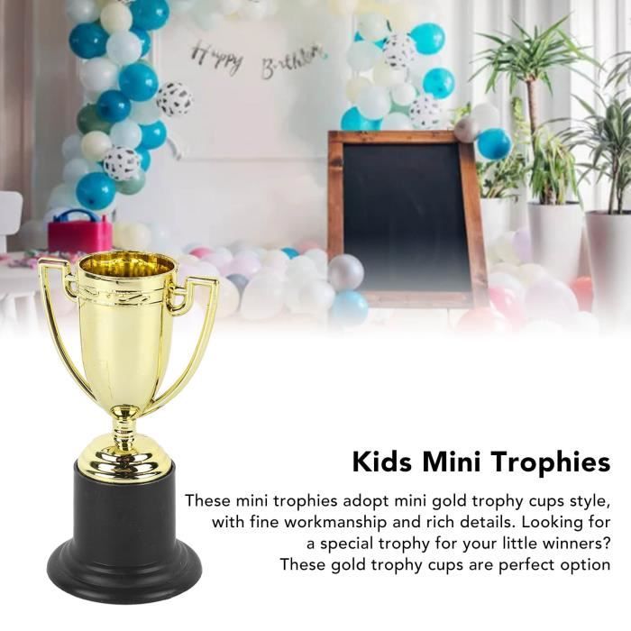 Coupe Trophée Plastique Doré Brillant Sur Socle Noir - Gravure Personnalisable