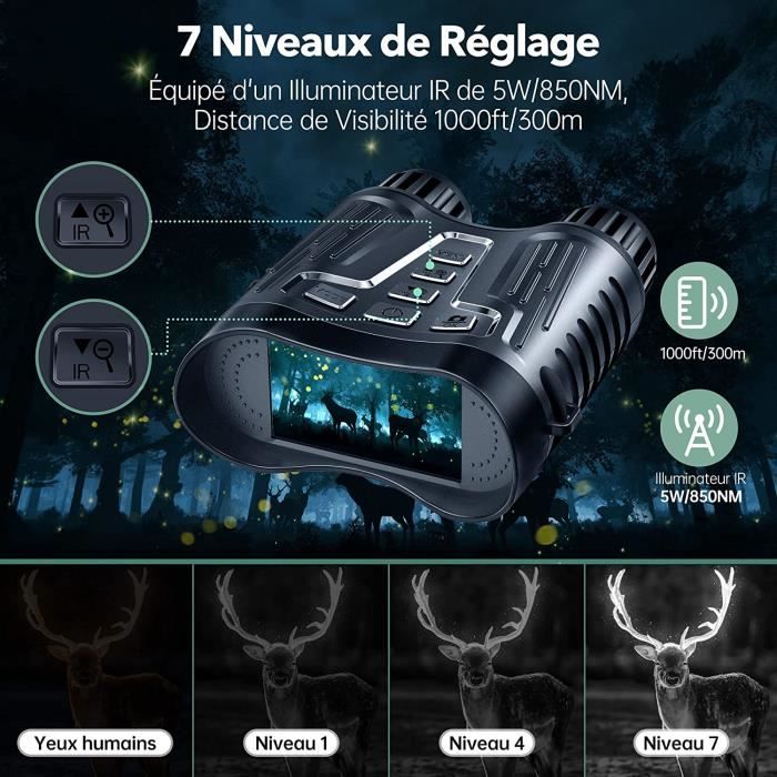 Jumelle Vision Nocturne Infrarouge-5K Lunette Vision Nocturne avec Zoom  Numérique 10X Batterie 3800mAh TFT écran 4 pour la Chasse - Cdiscount  Appareil Photo