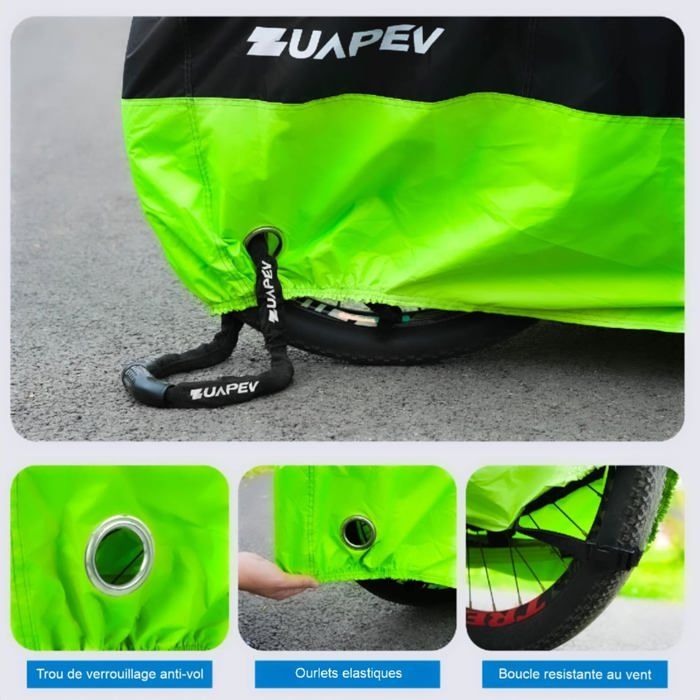 Housse De Vélo Imperméable Nylon 190T - Protection Pluie, Poussière, UV - 200x115 Cm, Grise, Avec Sangle Et œillets - 13