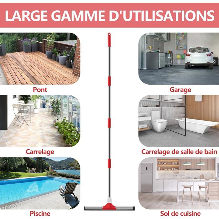 Balai Raclette Large 43cm avec Manche 147cm - Brosse Double Mousse pour ...