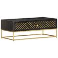 |2095Table basse Design Chic Table de Salon Style Moderne Table d’appoint Haut de gamme Noir et doré 90x50x35 cm Bois solide de man-0