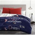 DREAM IN LONDON Parure de couette Microfibre - Bleu - 220x240 cm-0