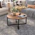 Table Basse Ronde En Bois De Style Mid Century Langria L 80 X P 80 X H 40 Cm Structure En Metal Pour Salon Achat Vente Table Basse Table Basse Chene Brun Comt Cdiscount