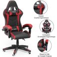 BIGZZIA Fauteuil Gamer - Chaise Gaming - Siège gamer Design ergonomique - avec coussin et dossier inclinable - Noir et Rouge-0