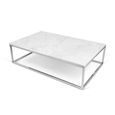 Table Basse Rectangulaire Chrome Marbre Blanc Mulian L 120 X L