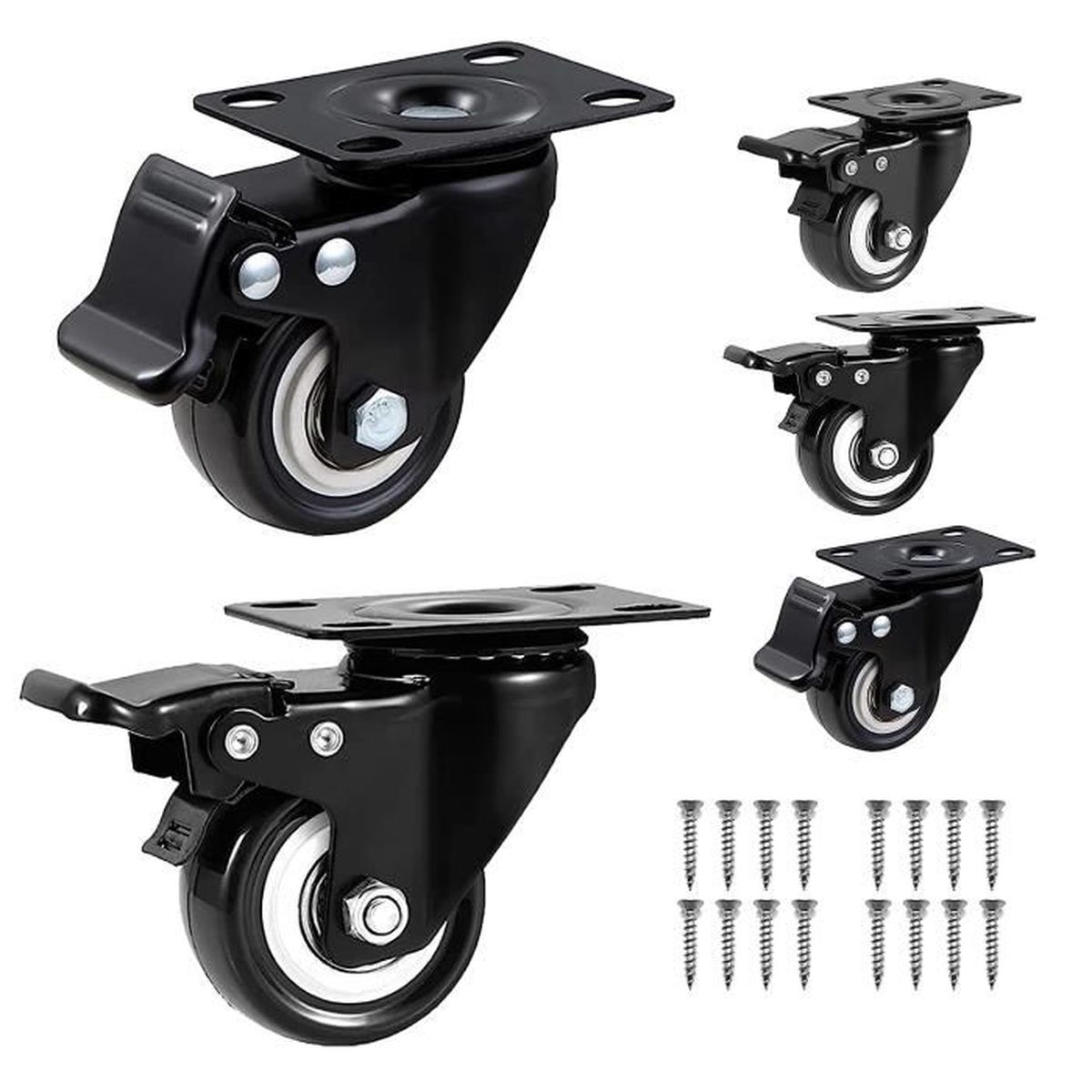 4 Roues Silencieuses De Remplacement Pour Poussette - 10 X 6 Cm, Pivotantes, En PP - Compatibles Tricycle, Youpala, Chariot - 3