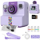 PDZZZD Appareil Photo pour Enfants 2400W, Nouveau Style 2025, Impression Couleur Instantanée, Jouet Fille 3 4 5 6 Ans, HD 2.4
