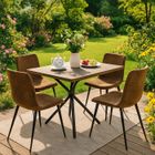 FurnitureR Lot de 4 Chaises de Salle à Manger en Simili Suede Scandinave Vintage Pour Cuisine, Salle à Manger, Salon, Marron