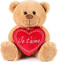 Peluche Saint Valentin copine femme couple petite amie mère Ours "Je t'aime" coeur rouge Nounours doux proche amour mignon 25cm