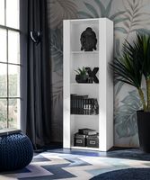 Vitrine armoire Tivoli Komodee - sans LED - Blanc Mat & Blanc - Façades en Blanc Mat - L55cm x H159cm x P35cm
