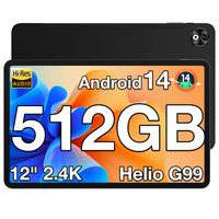 DOOGEE T40 Pro Tablette 12 pouces Android 14 - 20Go+512Go Grande Batterie 10800mAh Tablette Tactile Dual SIM 4G WIFI/Face ID - Noir