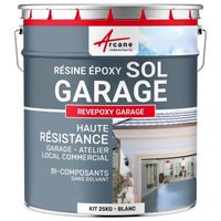 Peinture epoxy garage sol atelier local commercial magasin REVEPOXY GARAGE  Blanc - kit 25 Kg (couvre jusqu'à 80m² pour 2 couches)