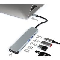 Batterie ordinateur portable,Station d'accueil Hub de Type C,adaptateur USB 100 à 4K HDMI RJ45,Charge sans fil PD - 6 IN 1[D326]