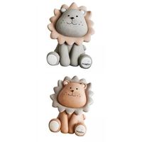 2x Lion Piggy Bank Saving Box Décoration Figurines pour Anniversaire Brun FFITYLE