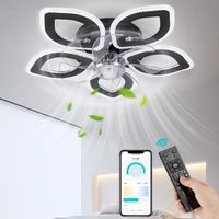 FIMEI Ventilateur de plafond à LED 6 Vitesse Fan Silencieux avec Dimmable Eclairage 3 Couleurs 9001