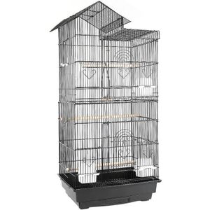 VOLIÈRE - CAGE OISEAU Grande cage à oiseaux avec mangeoire perchoir exté