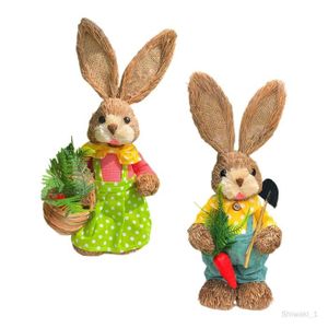 Figurine décor gâteau Sculpture animale de lapin de paille de Pâques fai