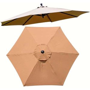 TOILE DE PARASOL Tissu de rechange pour parasol - Protection UV en polyester - Couleur Khaki - Diamètre 2m - 6.6ft - 6Ribs