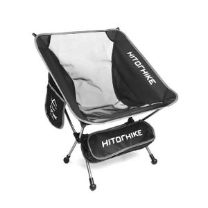 CHAISE DE CAMPING Noir - Chaise pliante portable ultralégère, Voyage