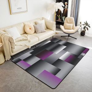 TAPIS Tapis De Salon Géométrique Noir Violet 100X150Cm E