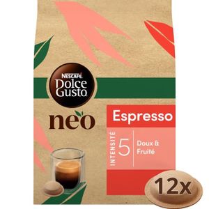 CAFÉ DOSETTE LOT DE 4 - DOLCE GUSTO - NEO Espresso Intensité 5 Café dosettes Compatibles Dolce Gusto NEO - boîte de 12 dosettes
