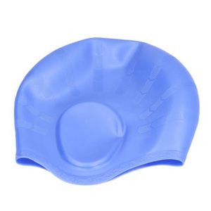 BONNET PISCINE- CAGOULE HURRISE bonnet de bain pour adulte Chapeau de natation Blue Ear Protection Design Bonnet de bain en silicone extensible et