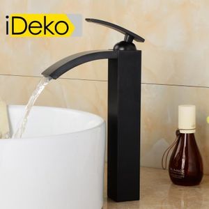 ROBINETTERIE SDB iDeko®Robinet Mitigeur lavabo cascade（Haut）Noir & 