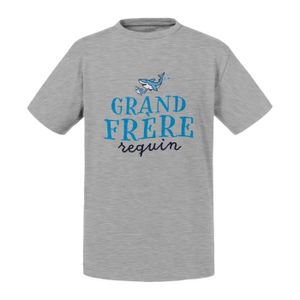 T-SHIRT T-shirt Enfant Gris Grand Frère Requin Famille Mer
