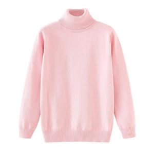 PULL Pull tricoté de col roulé d'automne hiver pour filles rose