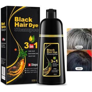 SHAMPOING shampoing colorant noir, 500ml Shampooing Teinture Instantanée pour Cheveux, Shampooing Colorant pour Hommes Femmes, noir