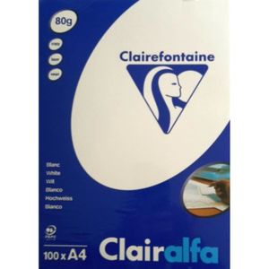 PAPIER IMPRIMANTE Clairefontaine-papier Clairalfa A4 80g Blanc - Etu