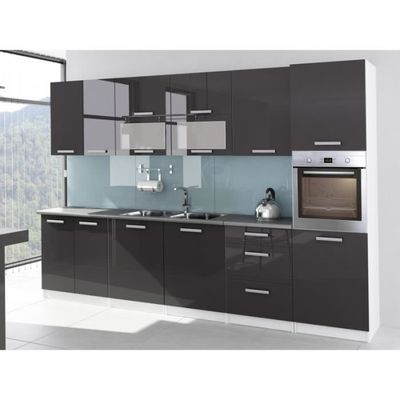 Cuisine Complete De 320 Cm Avec Colonne Four Encastrable Tara Gris