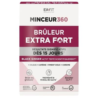 EAFIT Minceur 360 Brûleur Extra Fort - Black Ginger Full Spectrum + Coleus + Caféine + Piment Doux + Chrome - 60 Comprimés