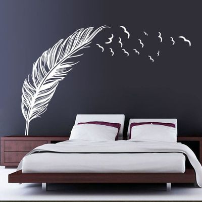 Nouveau Mur Autocollant Oiseaux Plumes Chambre Maison Decalque Mural Art Decor Blanc Achat Vente Objet Decoration Murale Cdiscount