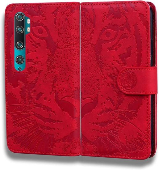 YFXP Custodia Portafoglio In Pelle PU Per Xiaomi Mi CC9 Pro / Note 10 - Rossa, Con 2 Slot Carte E Portamonete, Chiusura Magnetica E Supporto Regolabile