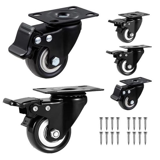 PrimeMatik - Roulettes Pivotantes Roue En Nylon Avec Frein 40 Mm