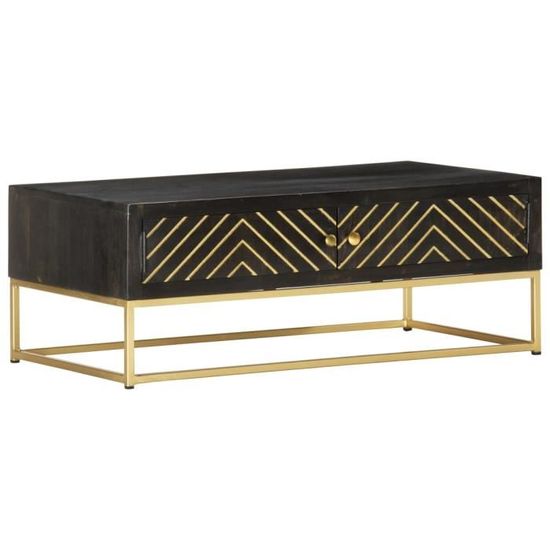 |2095Table basse Design Chic Table de Salon Style Moderne Table d’appoint Haut de gamme Noir et doré 90x50x35 cm Bois solide de man