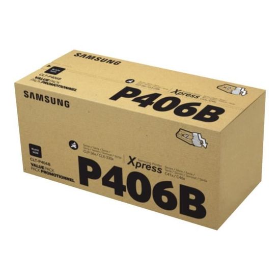 Cartouches de toner noir Samsung CLT-P406B (SU374A) pour Samsung CLP-365 CLX-3300/CLX-3305 - Pack de 2