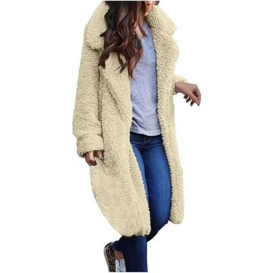 BLOUSON Veste Polaire Femme Pais Pardessus Uni Casual Mi